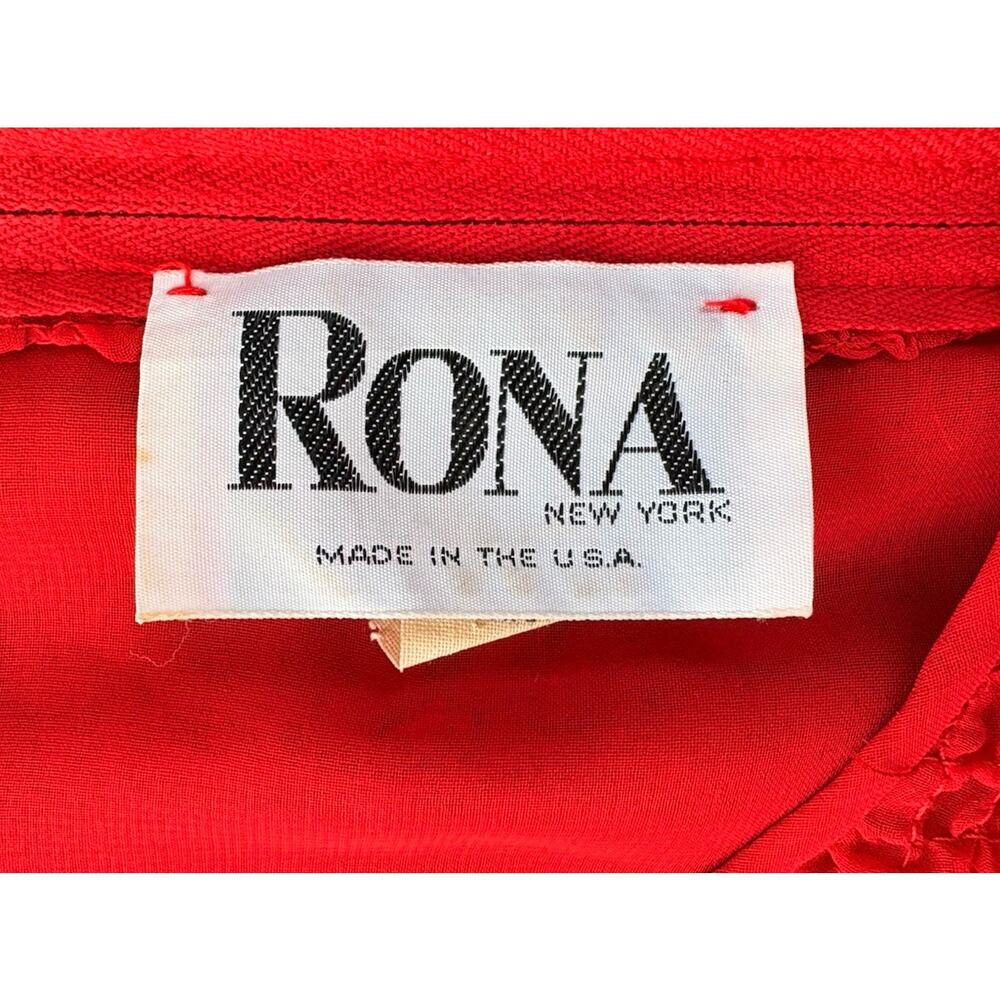 Vintage Rona New York Women’s Long Sleeve Midi Dress Size 10 Red T6 - Picture 4 of 9